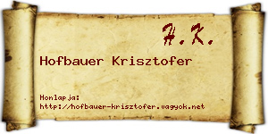 Hofbauer Krisztofer névjegykártya