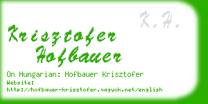 krisztofer hofbauer business card